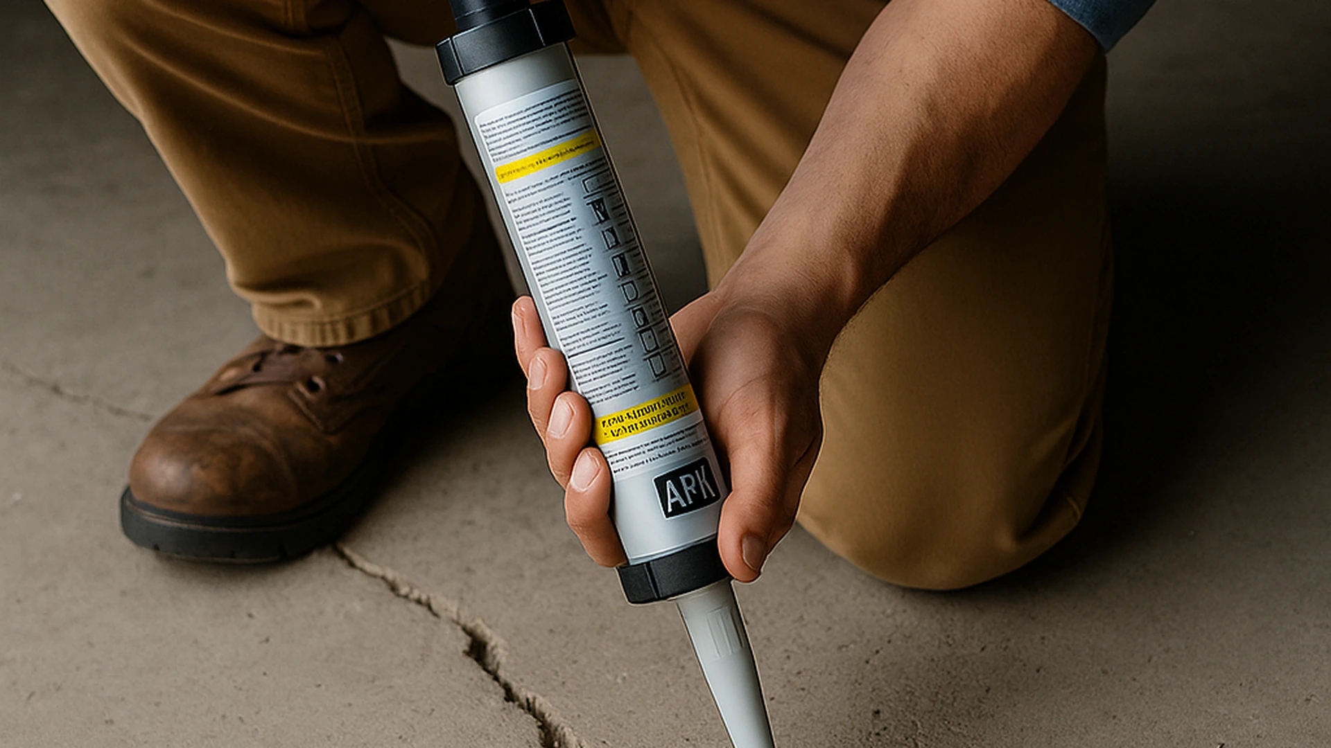 Concrete crack routing and flexible polyurethane sealant application in Calgary